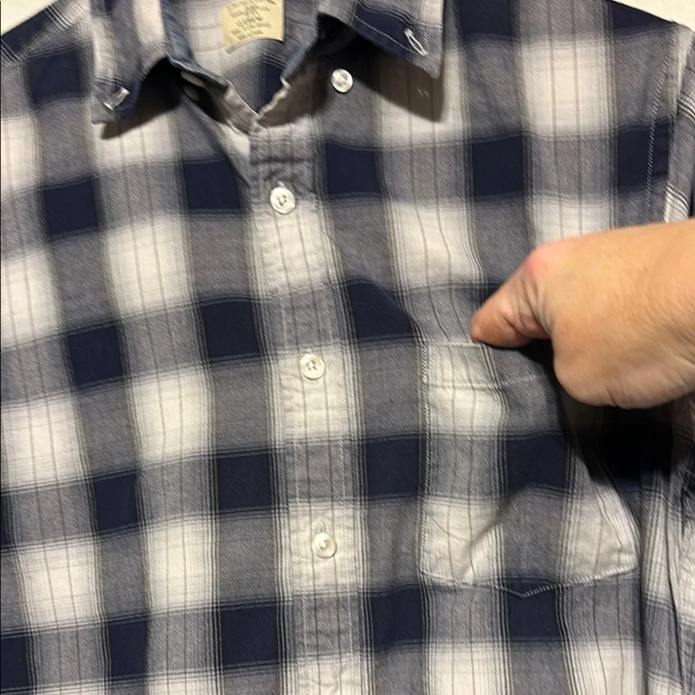 J. Crew Navy and White Plaid Casual Button Down Shirt Small